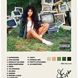 YEZLH SZA Poster Ctrl Music Album Cover Signed Limited Edition Canvas Poster Wall Art Decor Print Picture Paintings for Living Room Bedroom Decoration Unframe: 16x24inch(40x60cm)