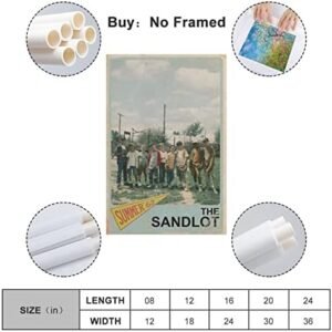 The Sandlot Poster Classic Movie Vintage Poster for Room Aesthetic Canvas Art Print Modern Family Bedroom Decor Posters 12x18inch