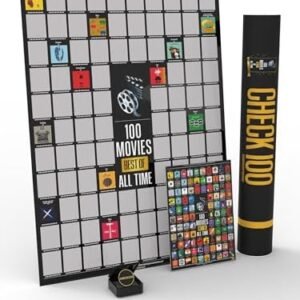 Top 100 Movies Bucket List, 100 Movies Scratch off Poster, 100 Movies Best of All Time, Stunning Quality and Bonus Items, Best Gift for Friends,Birthday,Christmas,Valentine’s Day,Easter 16.5”x23.4”