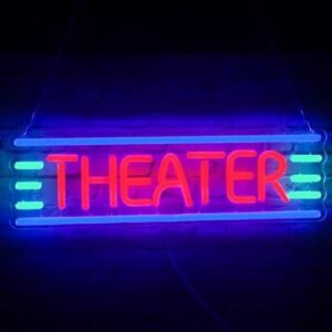 Theater Neon Sign Movie Posters Sign Movie Theater Wall Art Sign Movie Night Decorations Acrylic Neon Light For Dorm Bedroom Home Theater Gifts For Men&Woman(USB Sign)