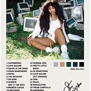 YEZLH SZA Poster Ctrl Deluxe Music Album Cover Signed Limited Edition Canvas Poster Wall Art Decor Print Picture Paintings for Living Room Bedroom Decoration Unframe:12x18inch(30x45cm)