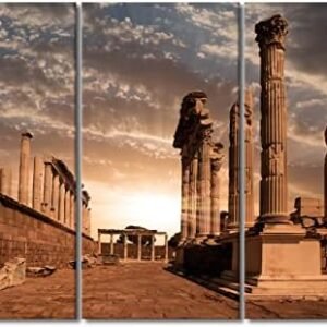 TUMOVO Akropolis Antique City Wall Art 3 Piece Roman Empire Room Decor Canvas Printing Posters Blue Sports Wooden Framed Artwork Picture for Boys Bedroom Home Decorations (28”H x 42”W)