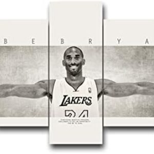 TUMOVO Home Decor Poster Kobe Bryant of Los Angeles Lakers House Decorations for Living room Basketball Wall Art Paitings Sports Pictures Legend Canvas 5 Panel Memorabilia Gifts for Boys(60”Wx32”H)