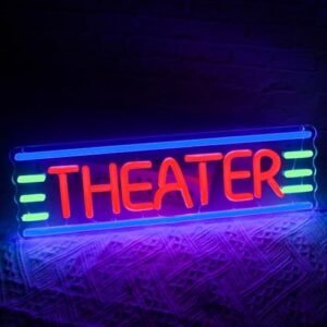 Theater Neon Sign Movie Posters Sign Movie Theater Wall Art Sign Movie Night Decorations Acrylic Neon Light For Dorm Bedroom Home Theater Gifts For Men&Woman(USB Sign)