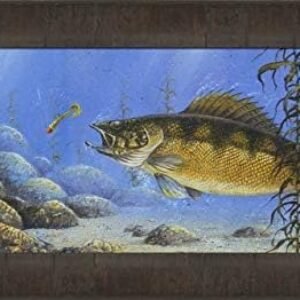 Deep Water Walleye by Rick Morkel 11×21 Fishing Fish Artist Signed Art Print Wall Décor Framed Picture
