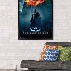 Trends International DC Comics Movie – The Dark Knight – Batman Logo on Fire One Sheet Wall Poster, 22.375″ x 34″, Black Framed Version