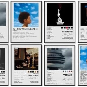 TWNSLLA Drake Album Cover Limited Edition Posters Set of 8, Drake Music Album Cover Posters Drake Signed Limited Posters for Room Aesthetic Canvas Wall Art Prints for Teens, Boys, Girls Room Decor