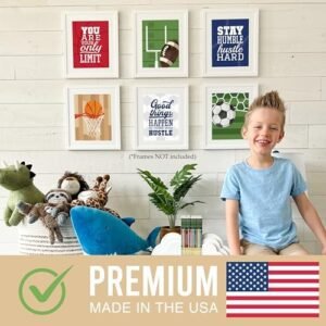 6 Reversible 8×10 Sports Posters For Boys Room Decorations For Bedroom Wall Decor, Basketball Decorations For Boys Room Decor Wall Art Prints, Baseball Decor For Boys Room, Soccer Posters For Room