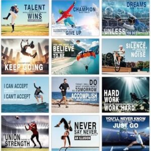 12 Pcs Sports High School Motivational Posters for Classroom Educational Inspirational Sports Posters Growth Mindset Wall Art Print Poster Decorations Supplies for Teachers Students School Office