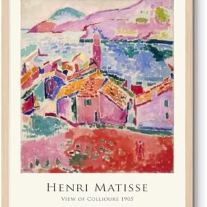 Bluegrass Valley Art Framed Canvas Wall Art Henri Matisse Poster – View of Collioure Matisse Aesthetic Picture Abstract Painting Wall Decor for Living Room Bedroom Home Kitchen Decoration, 8×10 Inch