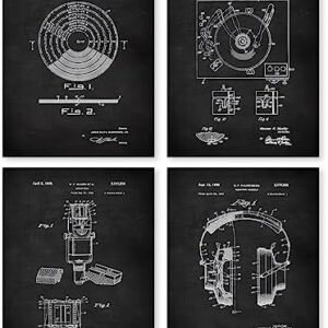 Black And White Music Wall Art Canvas Prints,Vintage Music Art Poster, Music Room Bedroom Aesthetics Wall Art Decor,Set of 4(8 * 10inch,Unframed).