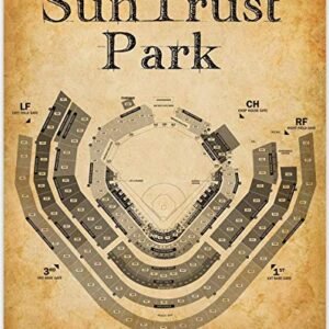 Baseball Decor – Sun Trust Park of Atlanta Baseball Stadium Seating Chart – Baseball Wall Decor 11×14 Unframed Art Print – Great Baseball Room Decor & Gift, Baseball Poster Sports Vintage Décor