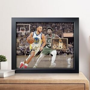 sufenvera Signed Stephen Curry Memorabilia Film Photo Collage,Stephen Curry Picture Framed Poster Gifts for Basketball Fans on Birthday/Christmas/Valentine’s Day 10×8 Inches