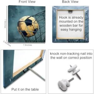 4PC Sports Canvas Wall Art Framed Boys Room Decor Rustic Football Baseball Basketball Soccer Wall Decor Sport Theme Posters Vintage Canvas Prints Picture Artwork Playroom Boys Bedroom Decor