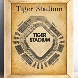 Baseball Decor – Detroit Old Tiger Stadium Seating Chart – Baseball Wall Decor 11×14 Unframed Art Print – Great Baseball Room Decor & Gift, Baseball Poster Sports Vintage Décor