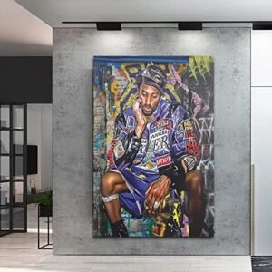 EXPOTE Kobe Bryant Poster Canvas Wall Art Print Mamba Mentality Inspirational, Basketball Player Sports Home Motivational Artwork For Home,Office,Gym Wall Decor 16X24Inch – No Framed