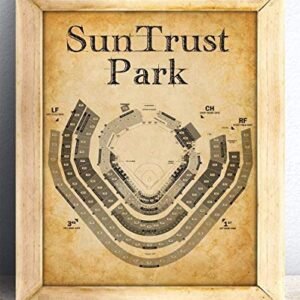 Baseball Decor – Sun Trust Park of Atlanta Baseball Stadium Seating Chart – Baseball Wall Decor 11×14 Unframed Art Print – Great Baseball Room Decor & Gift, Baseball Poster Sports Vintage Décor