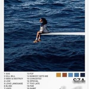 Eunoiax Sza Poster Sos Album Posters Canvas Wall Art R&B Pop Hip Hop Music Print Picture Landscape Paintings Room Aesthetic for Living Room Bedroom Wall Decor Signed Limited Unframe Style 12x18inch
