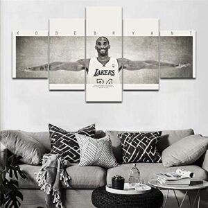 TUMOVO Home Decor Poster Kobe Bryant of Los Angeles Lakers House Decorations for Living room Basketball Wall Art Paitings Sports Pictures Legend Canvas 5 Panel Memorabilia Gifts for Boys(60”Wx32”H)