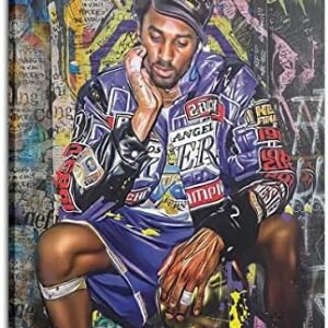 EXPOTE Kobe Bryant Poster Canvas Wall Art Print Mamba Mentality Inspirational, Basketball Player Sports Home Motivational Artwork For Home,Office,Gym Wall Decor 16X24Inch – No Framed