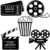 5 Pieces Movie Theater Decor Home Movie Theater Room Decor Cinema and Popcorn Wall Art Metal Movie Reel Wall Sign Home Theater Action Sign Cinema Movie Film Wall Decoration for Home Party Decor